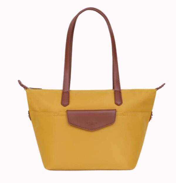 Line Pop Nylon With Split Leather Short Tote Bag